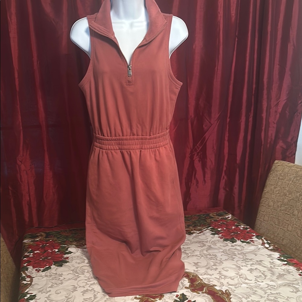 Athleta Orange Smocked Midi Sundress